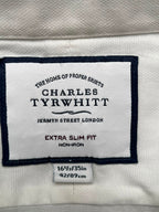 CHARLES TYRWHITT Extra Slim Fit Non-Iron White BUTTON DOWN SHIRT - L