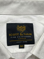 SCOTT & TAYLOR Easy Care White Floral Jacquard  BUTTON DOWN SHIRT - XL