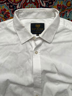 SCOTT & TAYLOR Easy Care White Floral Jacquard  BUTTON DOWN SHIRT - XL