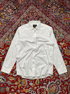 SCOTT & TAYLOR Easy Care White Floral Jacquard  BUTTON DOWN SHIRT - XL