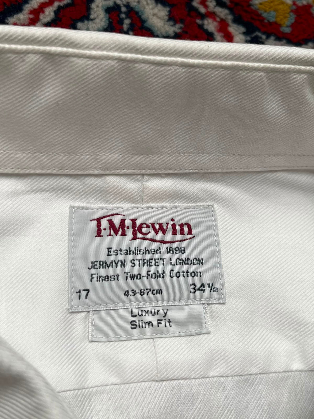 TM LEWIN Luxury Slim Fit White Twill BUTTON DOWN SHIRT - XL