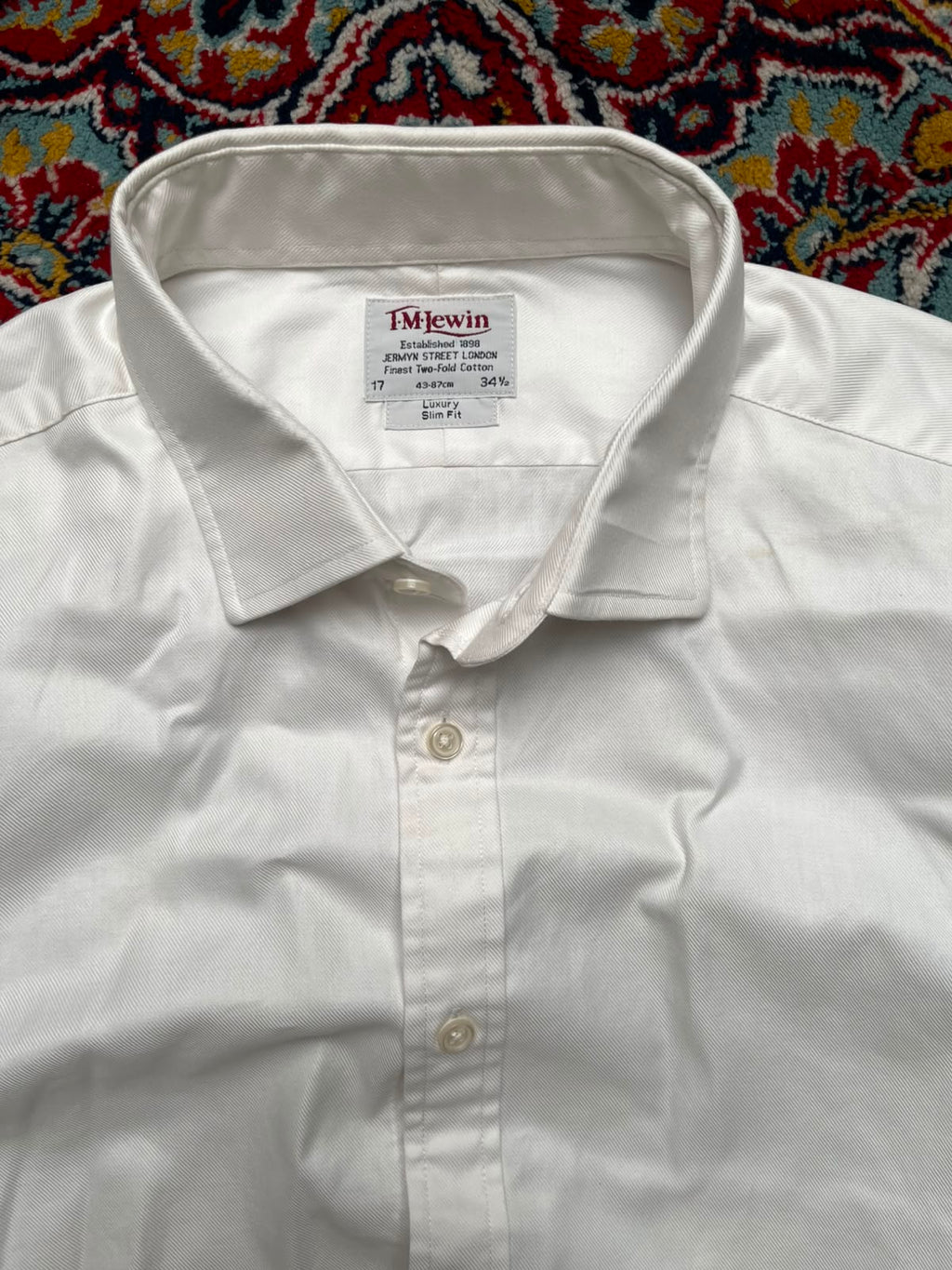 TM LEWIN Luxury Slim Fit White Twill BUTTON DOWN SHIRT - XL