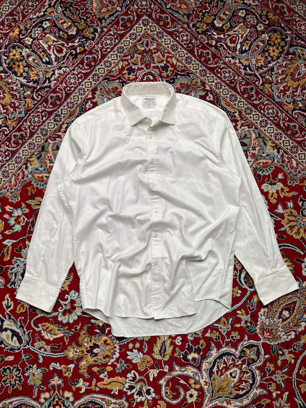 TM LEWIN Luxury Slim Fit White Twill BUTTON DOWN SHIRT - XL