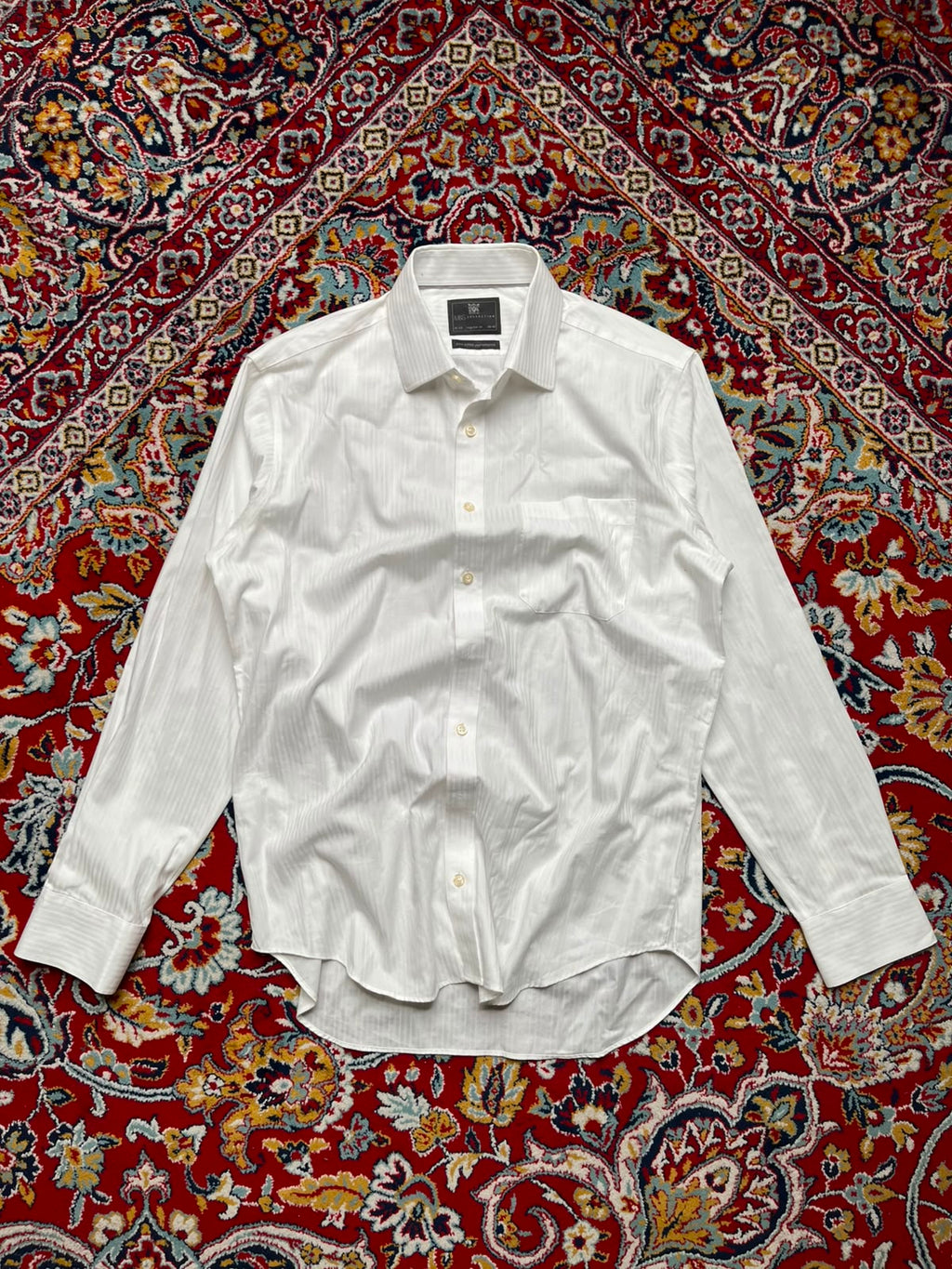 M&S COLLECTION Regular Fit Pure Cotton White Textured BUTTON DOWN SHIRT - L