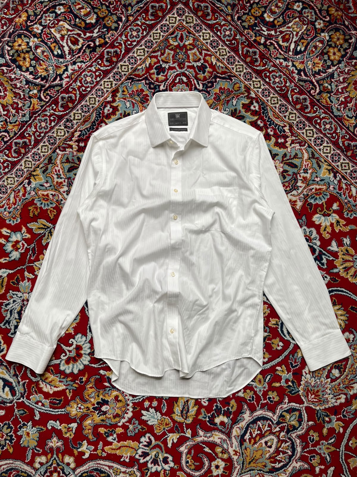 M&S COLLECTION Regular Fit Pure Cotton White Textured BUTTON DOWN SHIRT - L
