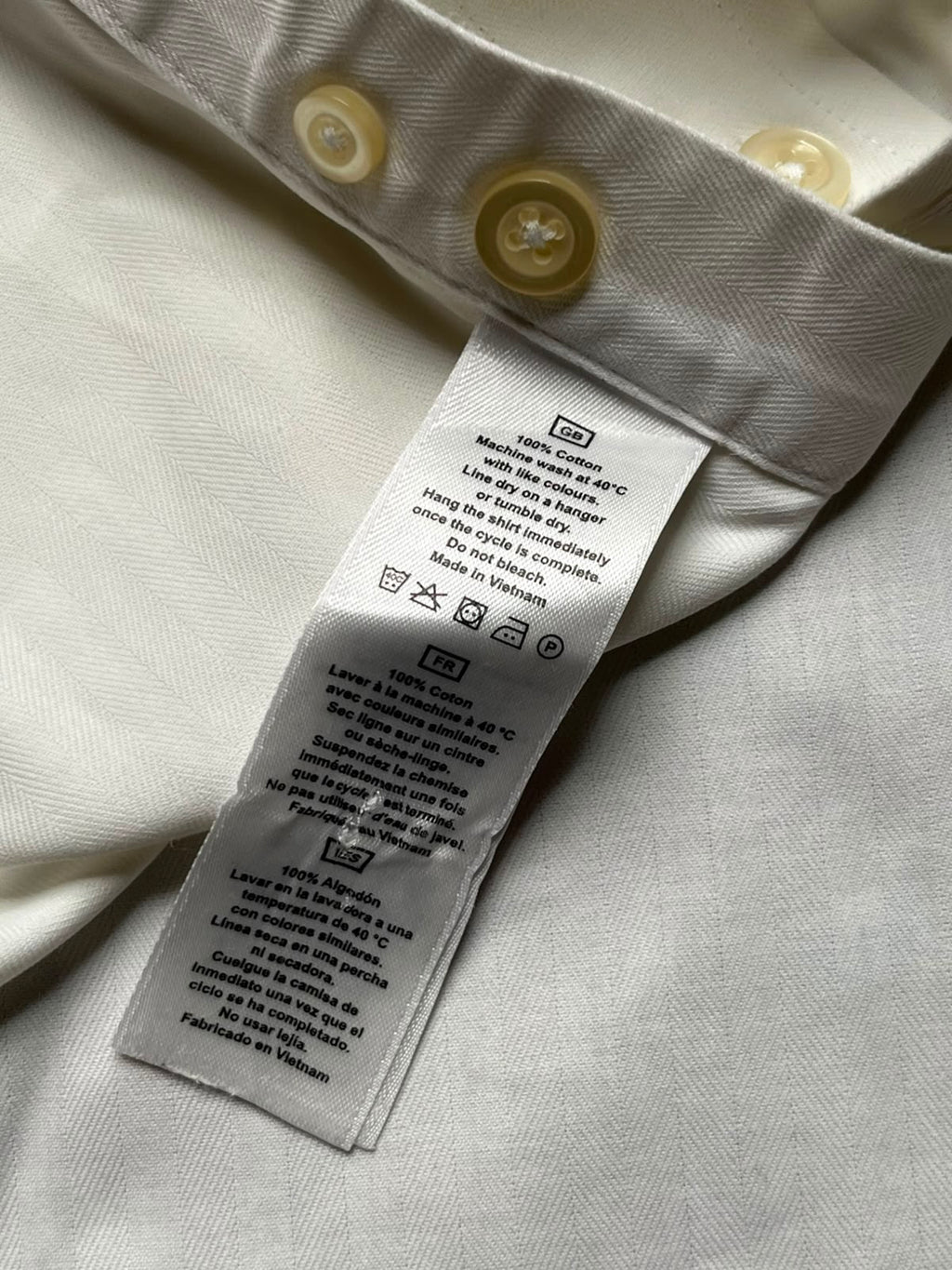 TM LEWIN John Francomb Classics Fitted White Herringbone BUTTON DOWN SHIRT - L