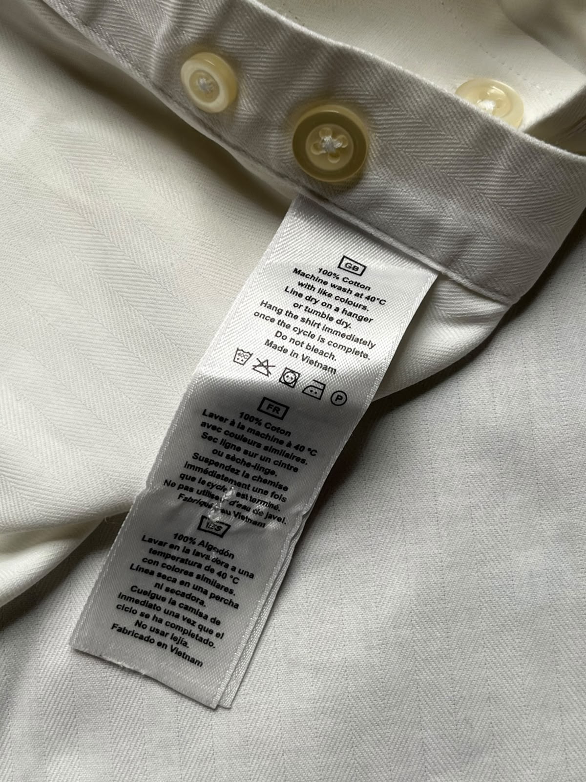 TM LEWIN John Francomb Classics Fitted White Herringbone BUTTON DOWN SHIRT - L