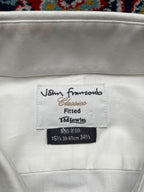 TM LEWIN John Francomb Classics Fitted White Herringbone BUTTON DOWN SHIRT - L