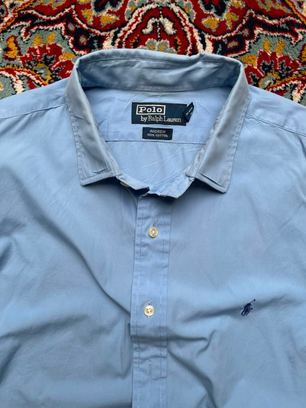 Polo by Ralph Lauren Andrew Blue Cotton Button Down Shirt - L