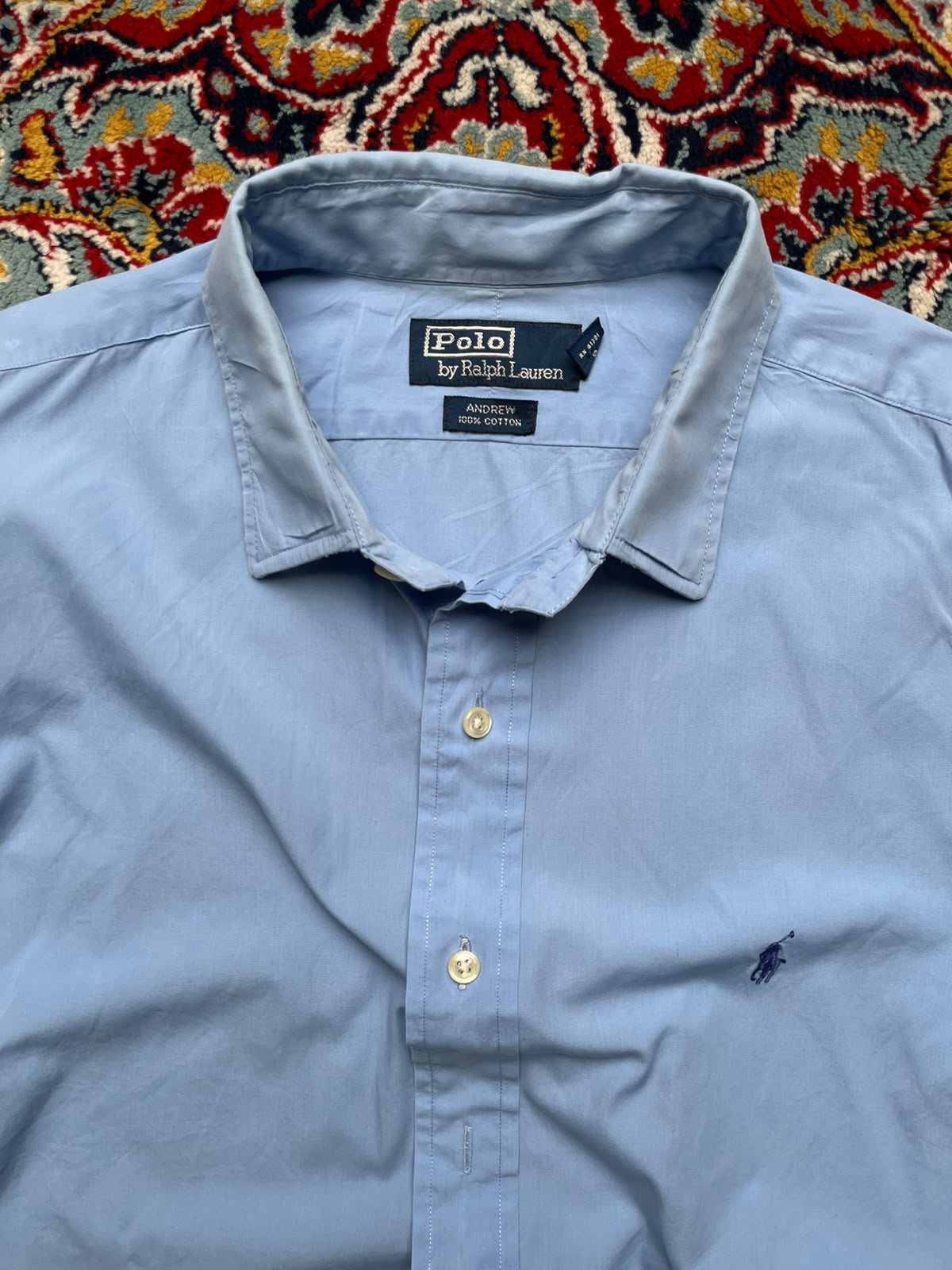 Polo by Ralph Lauren Andrew Blue Cotton Button Down Shirt - L