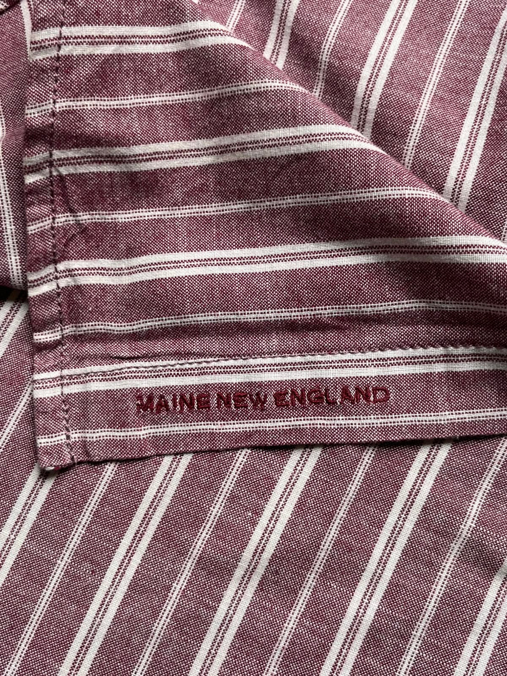 Maine New England Burgundy White Striped Button Down Shirt - XL