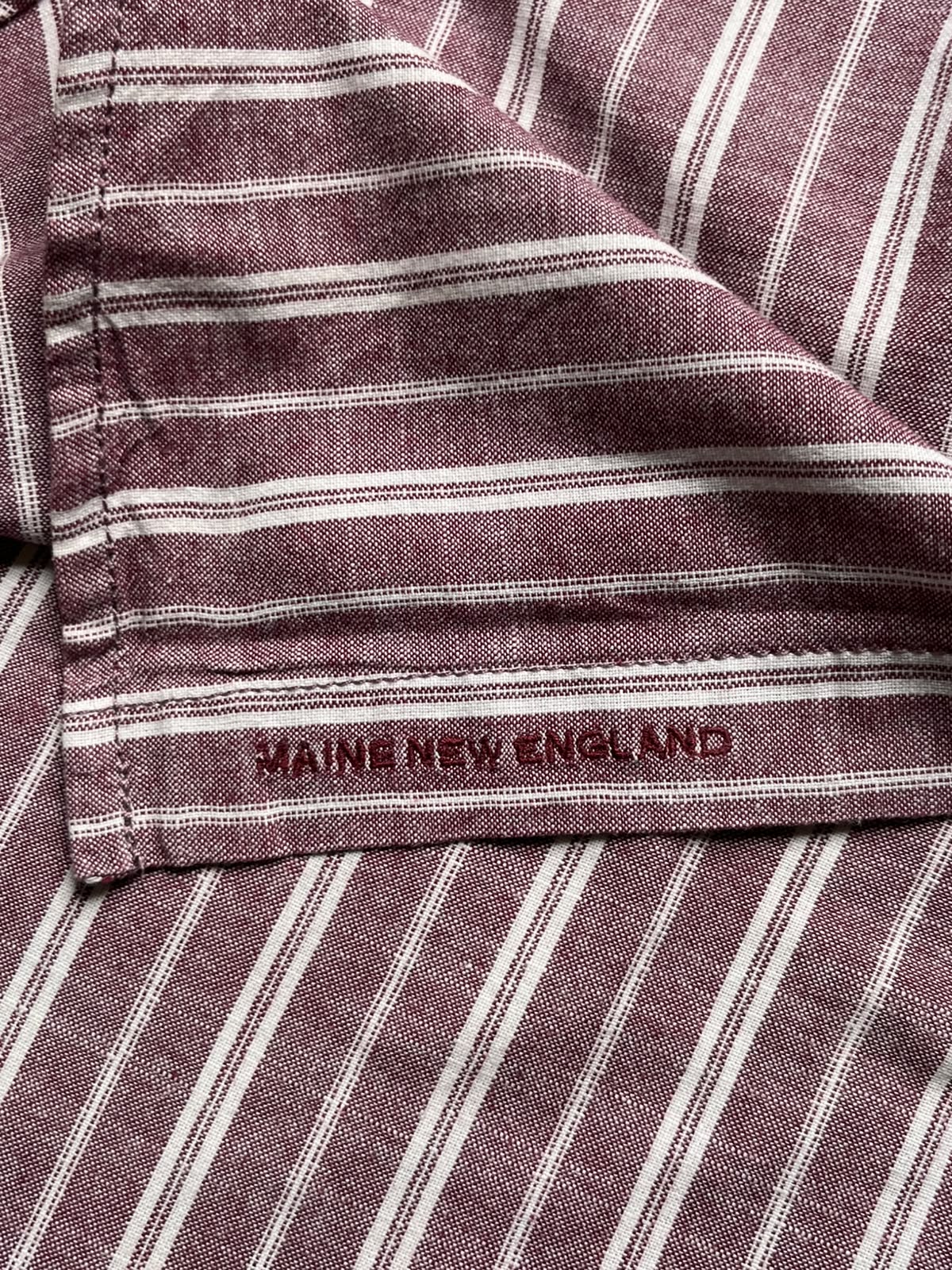 Maine New England Burgundy White Striped Button Down Shirt - XL