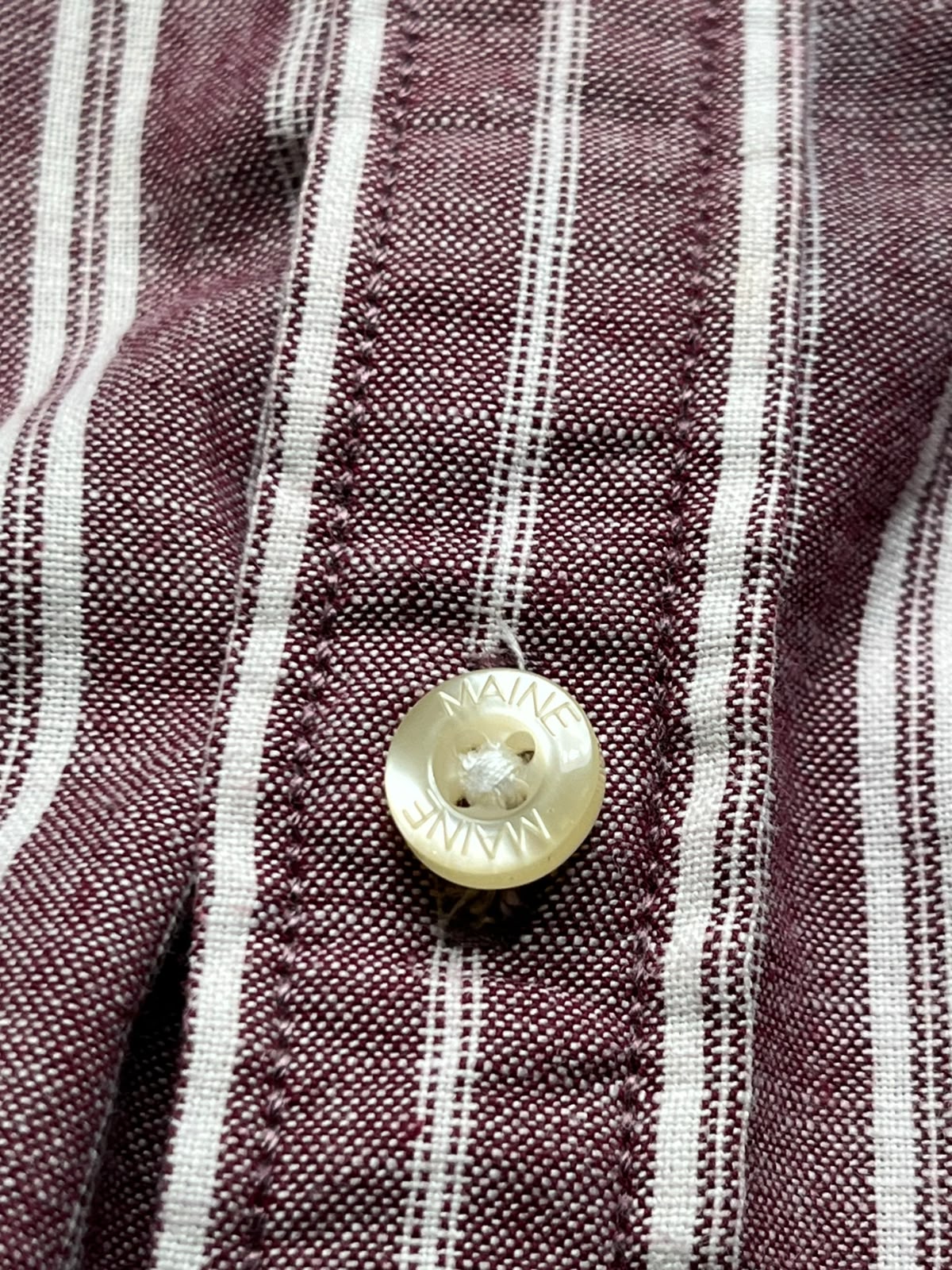 Maine New England Burgundy White Striped Button Down Shirt - XL