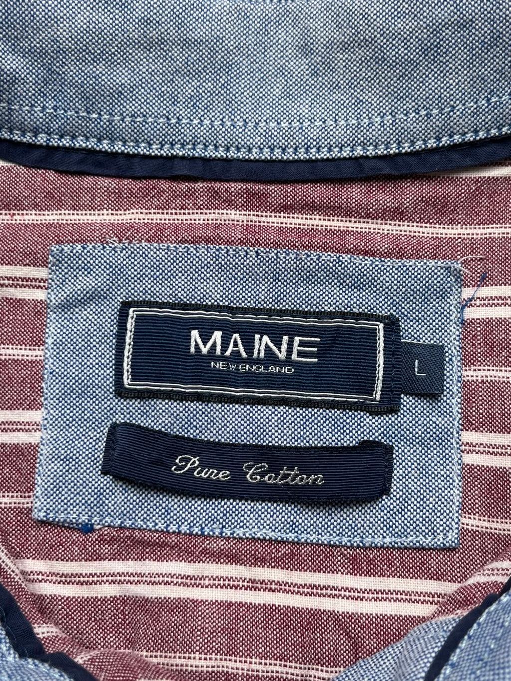 Maine New England Burgundy White Striped Button Down Shirt - XL