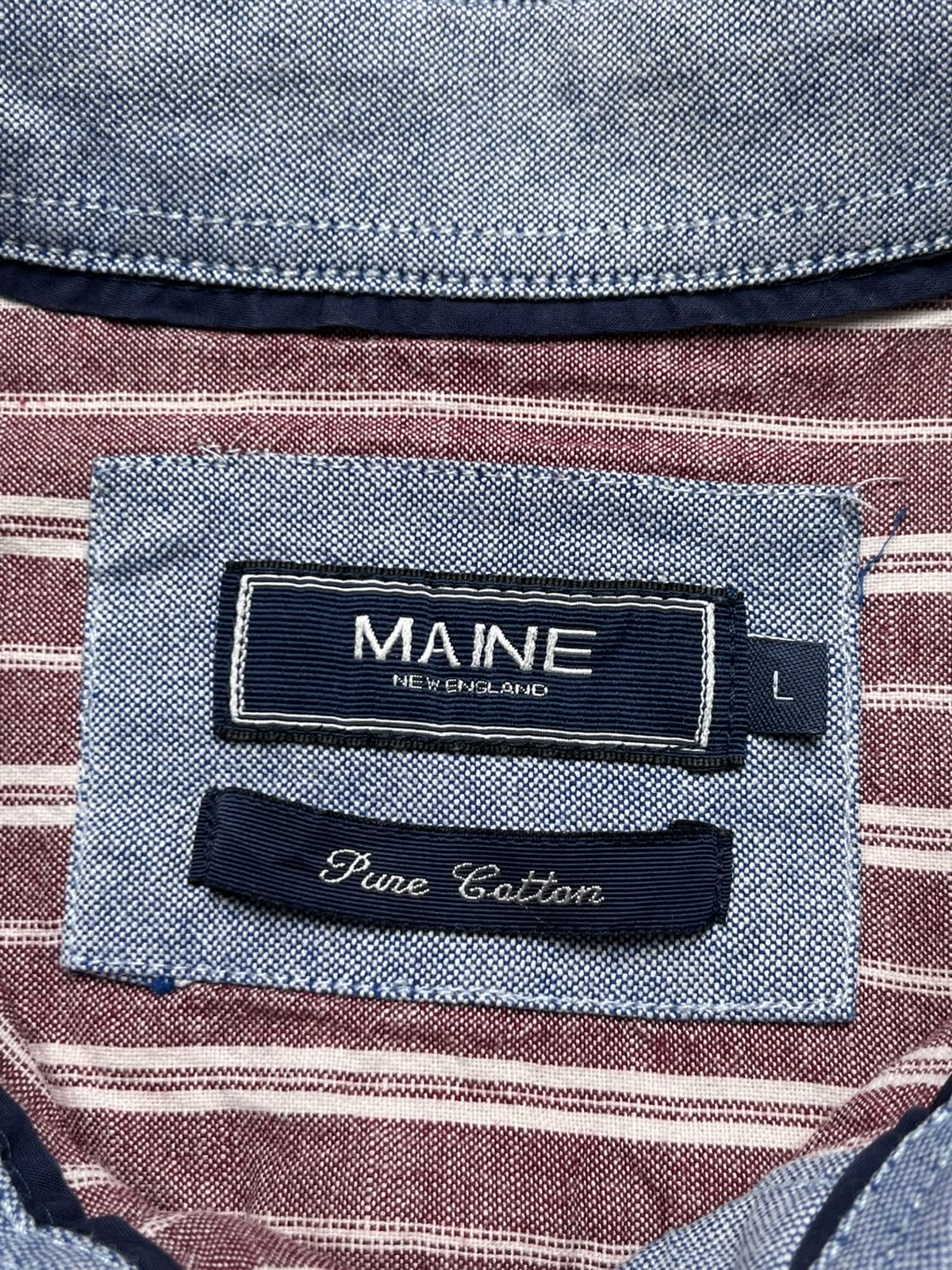 Maine New England Burgundy White Striped Button Down Shirt - XL