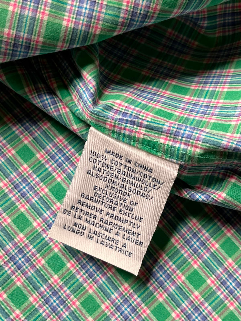 POLO RALPH LAUREN SLIM FIT GREEN PLAID CHECK BUTTON DOWN SHIRT - L