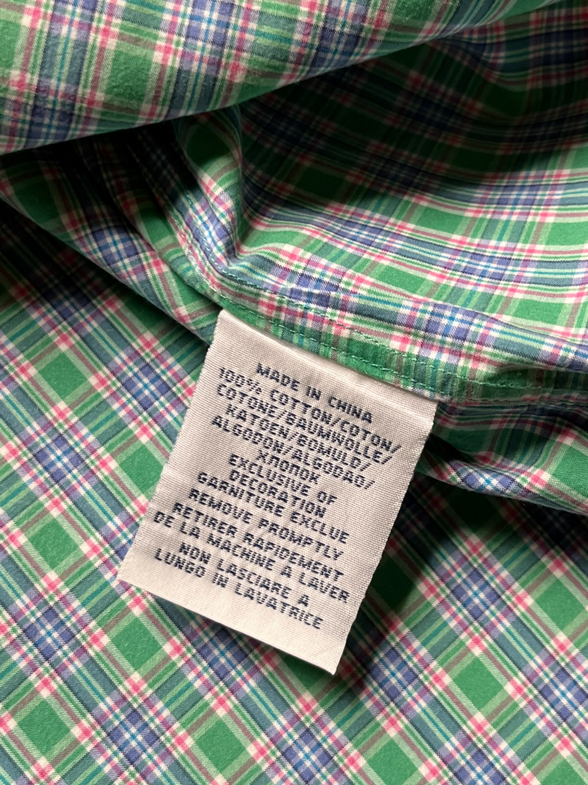 POLO RALPH LAUREN SLIM FIT GREEN PLAID CHECK BUTTON DOWN SHIRT - L