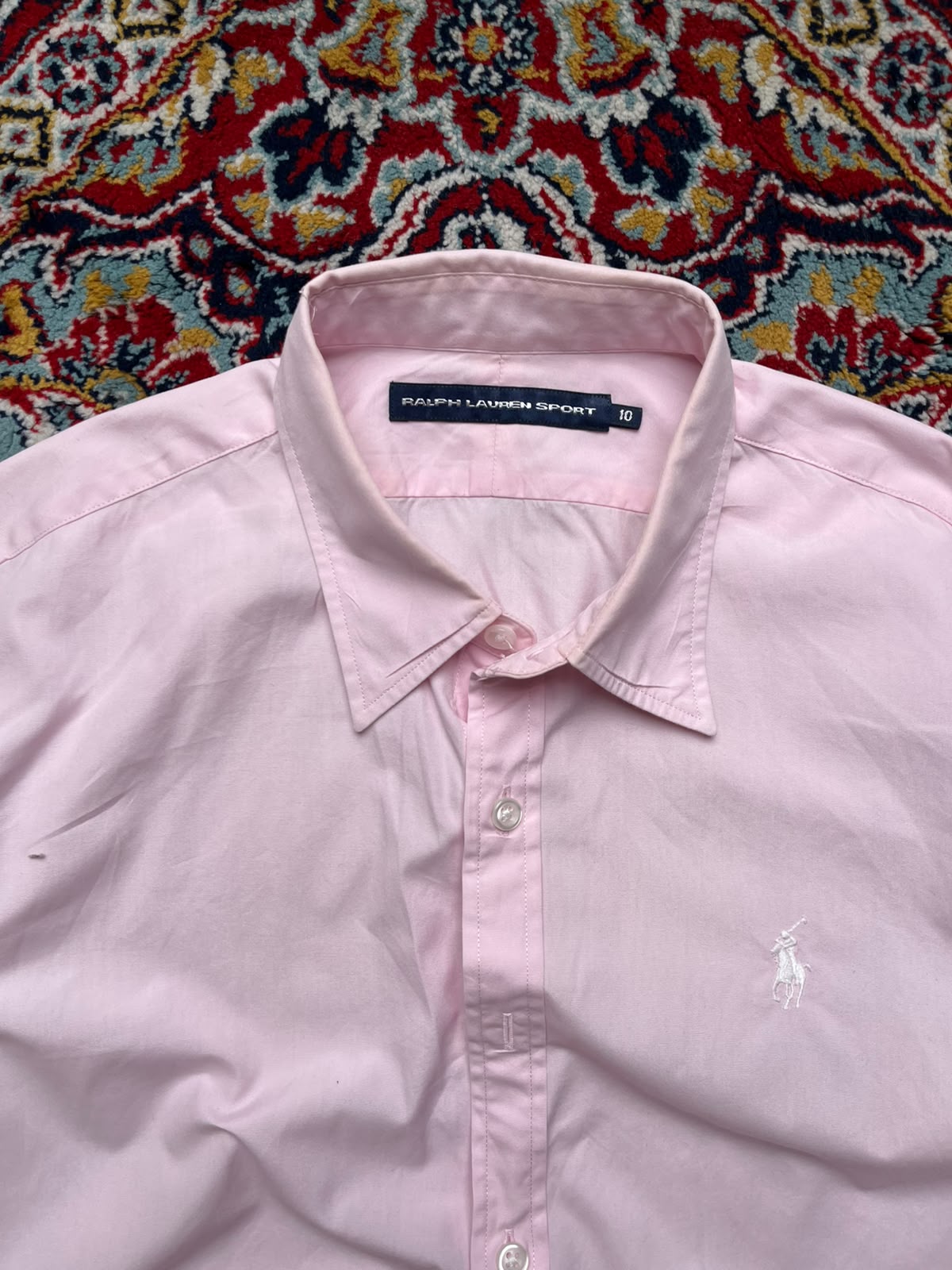 RALPH LAUREN SPORT LIGHT PINK SOLID COTTON BUTTON DOWN SHIRT- M
