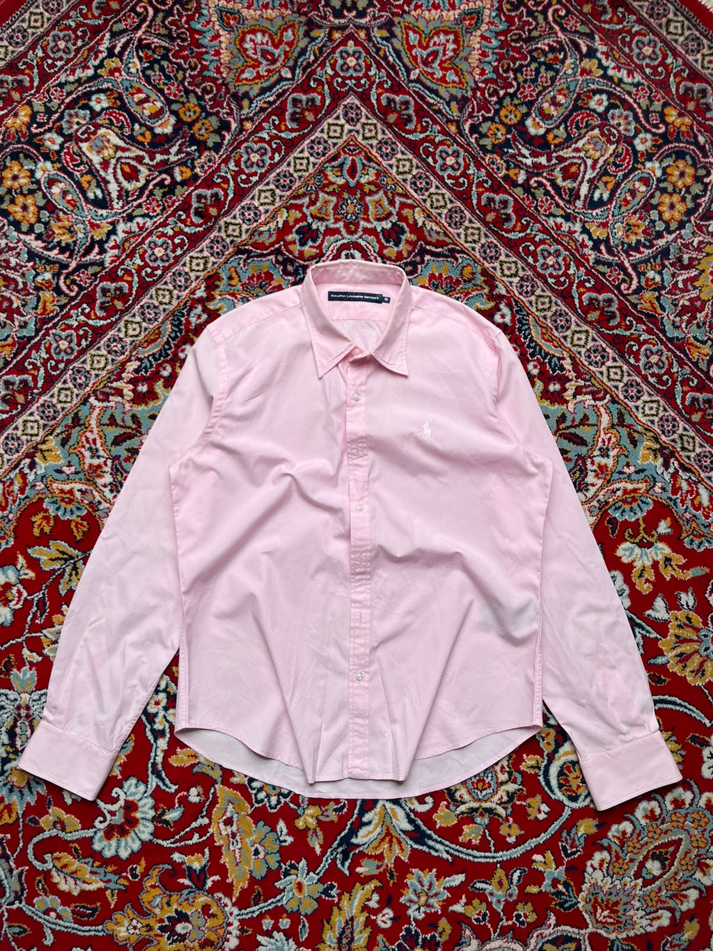 RALPH LAUREN SPORT LIGHT PINK SOLID COTTON BUTTON DOWN SHIRT- M