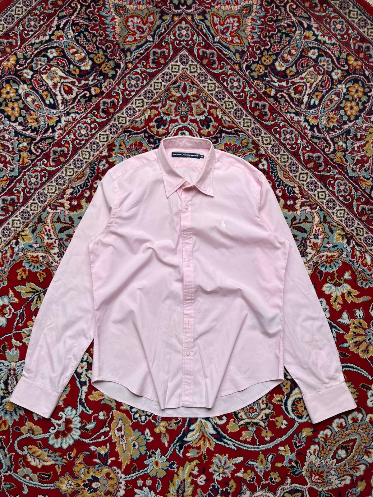 RALPH LAUREN SPORT LIGHT PINK SOLID COTTON BUTTON DOWN SHIRT- M