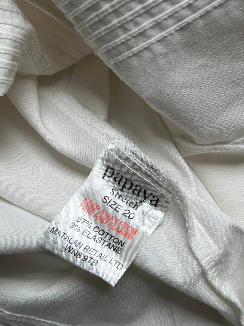 Papaya White Ruched Pleated Waist Casual Elegant Button Down Shirt - XL