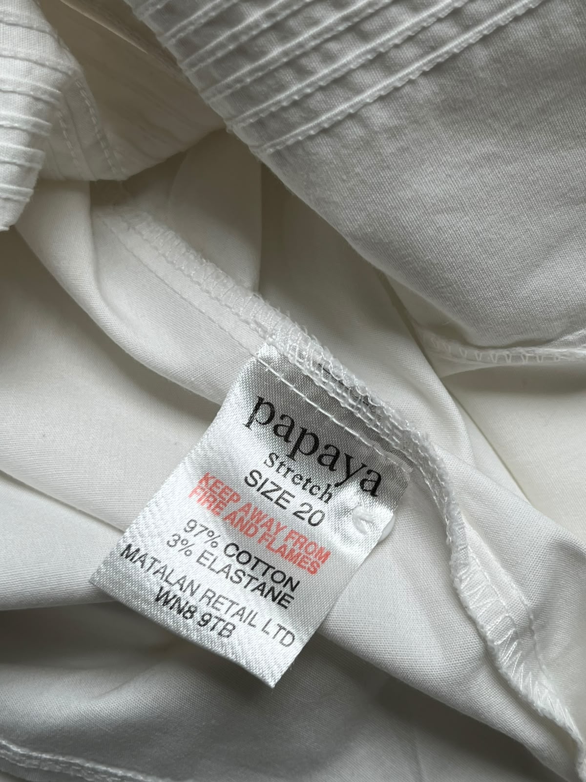 Papaya White Ruched Pleated Waist Casual Elegant Button Down Shirt - XL