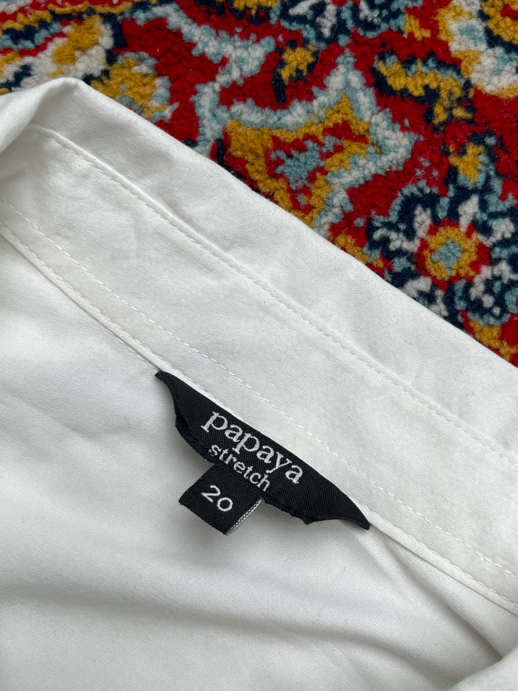 Papaya White Ruched Pleated Waist Casual Elegant Button Down Shirt - XL