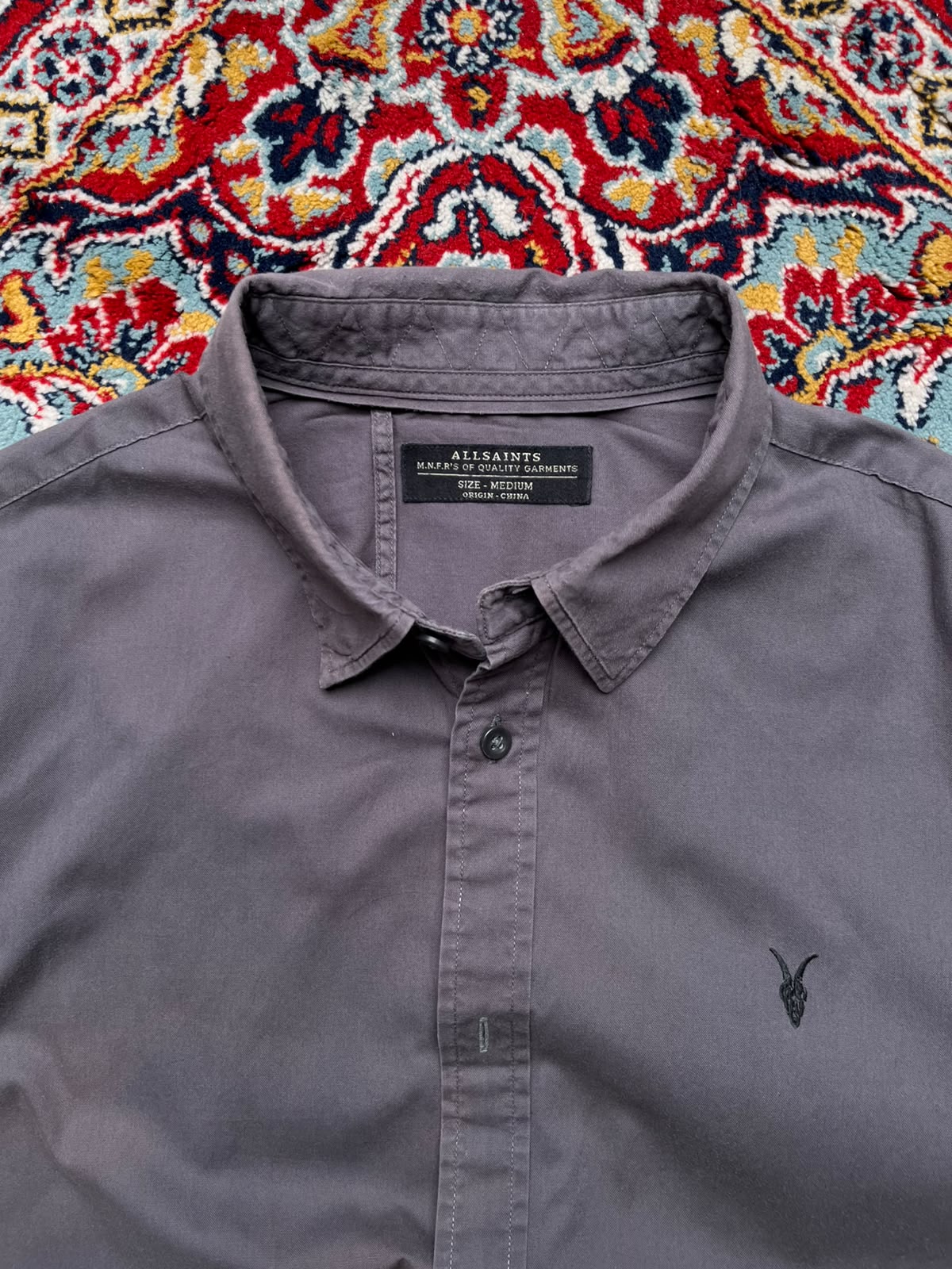 AllSaints Redondo Grey Cotton Casual Button Down Shirt - M