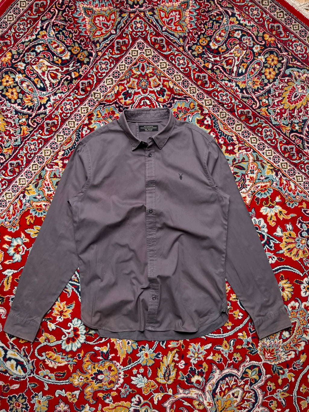 AllSaints Redondo Grey Cotton Casual Button Down Shirt - M