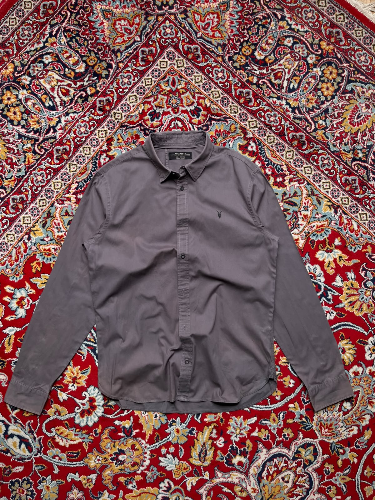AllSaints Redondo Grey Cotton Casual Button Down Shirt - M