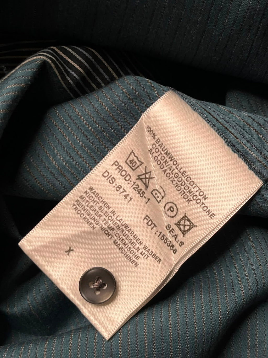 HUGO BOSS Slim Fit Teal Blue Striped BUTTON DOWN SHIRT - L