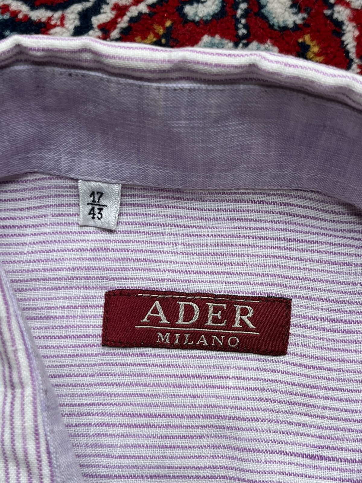 ADER Milano Purple White Striped Linen Button Down Shirt - XL