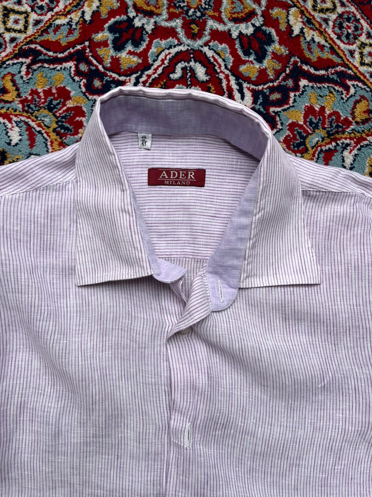 ADER Milano Purple White Striped Linen Button Down Shirt - XL