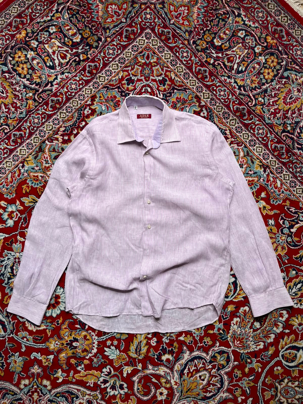 ADER Milano Purple White Striped Linen Button Down Shirt - XL