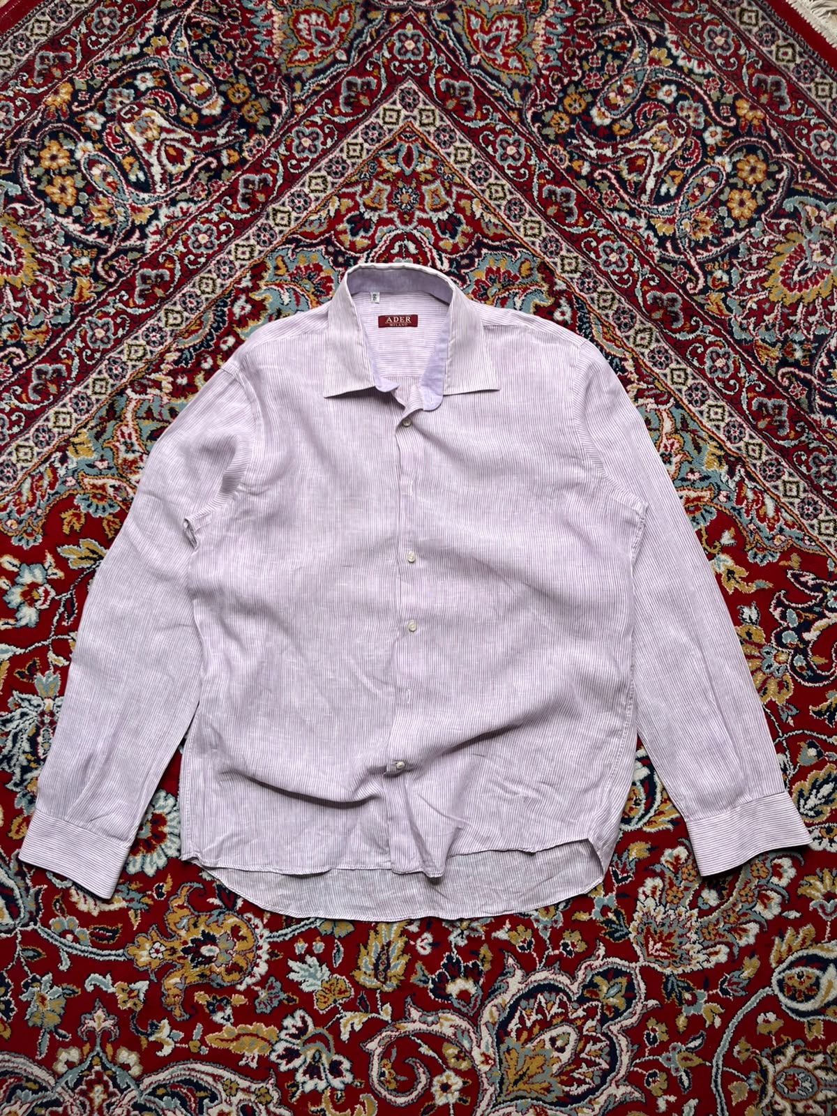 ADER Milano Purple White Striped Linen Button Down Shirt - XL