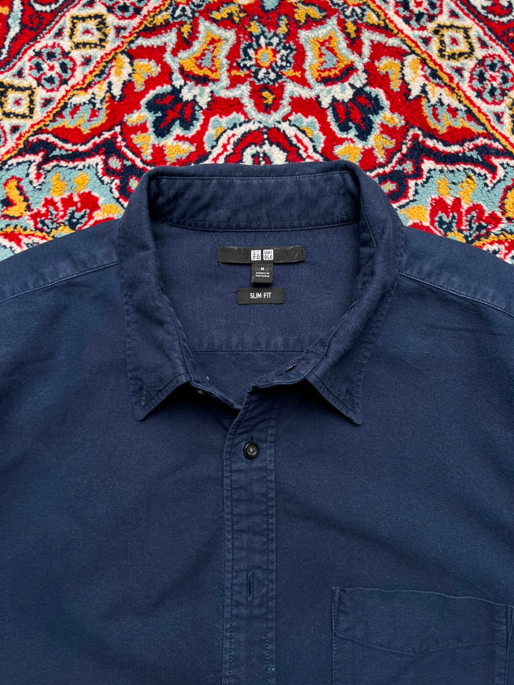 Uniqlo Navy Blue Slim Fit Cotton Button Down Shirt - M