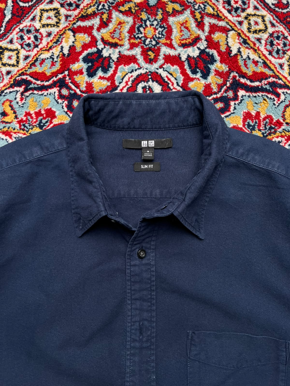 Uniqlo Navy Blue Slim Fit Cotton Button Down Shirt - M