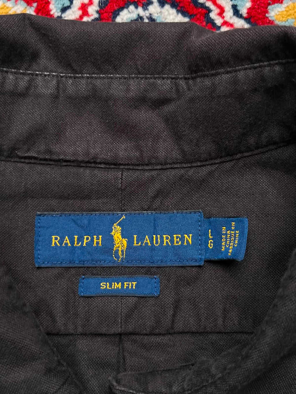 Ralph Lauren Black Slim Fit Red Button Down Shirt - L