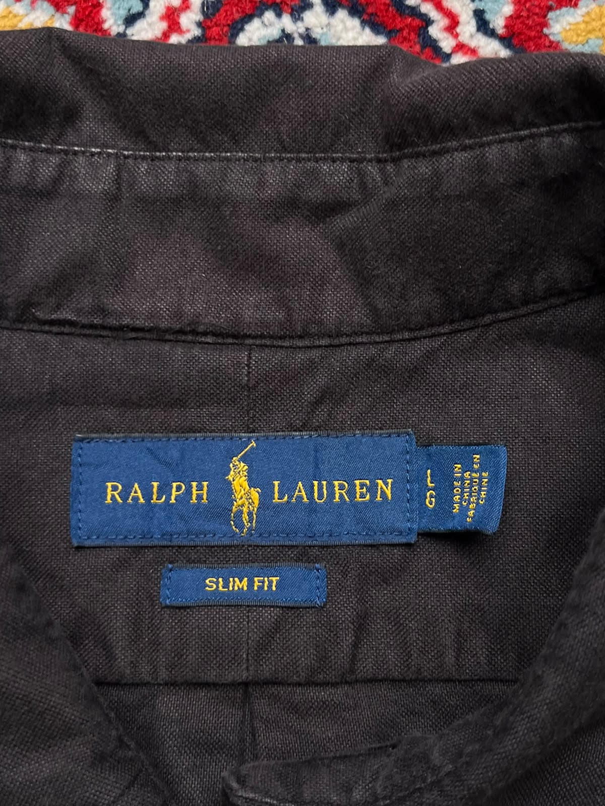 Ralph Lauren Black Slim Fit Red Button Down Shirt - L
