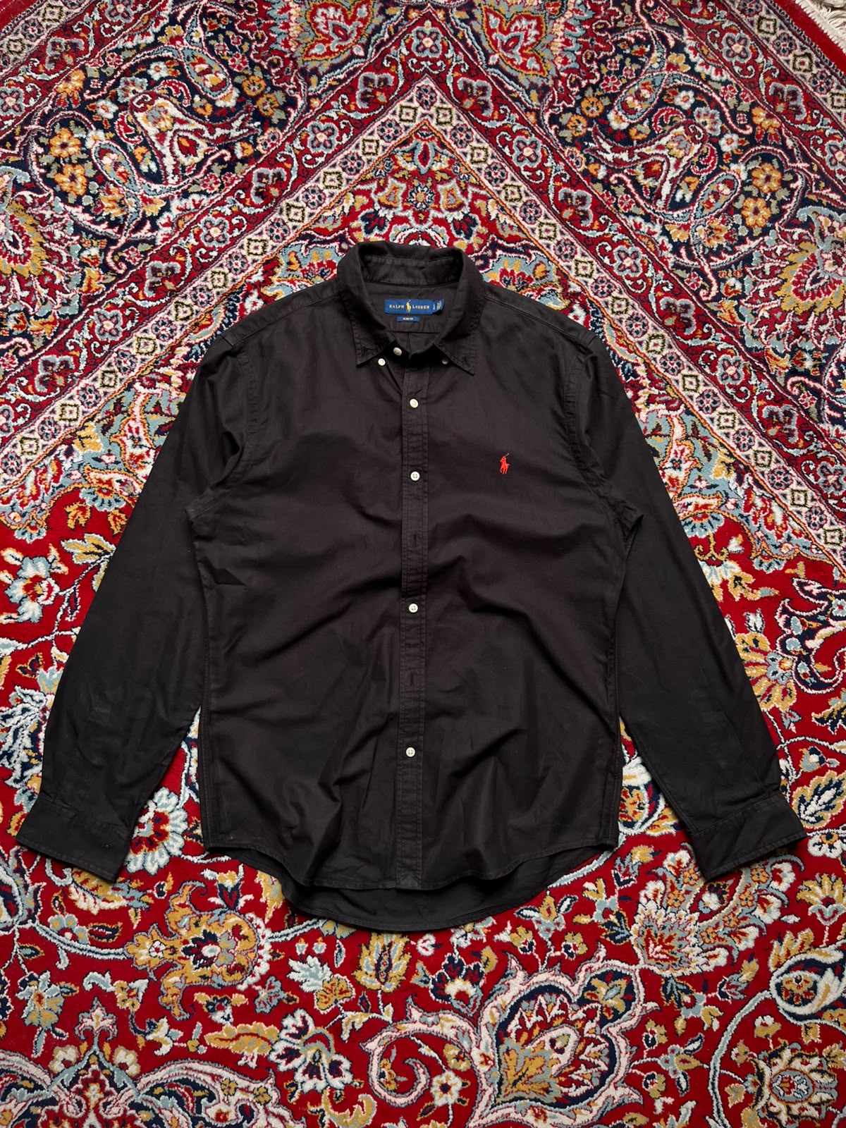 Ralph Lauren Black Slim Fit Red Button Down Shirt - L