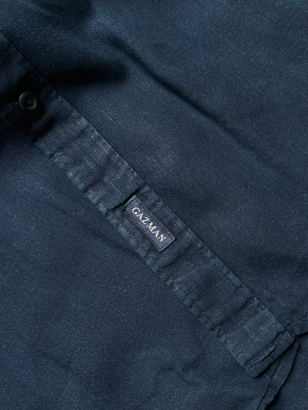 GAZMAN Pure Linen Navy Blue Button Down Shirt - XL