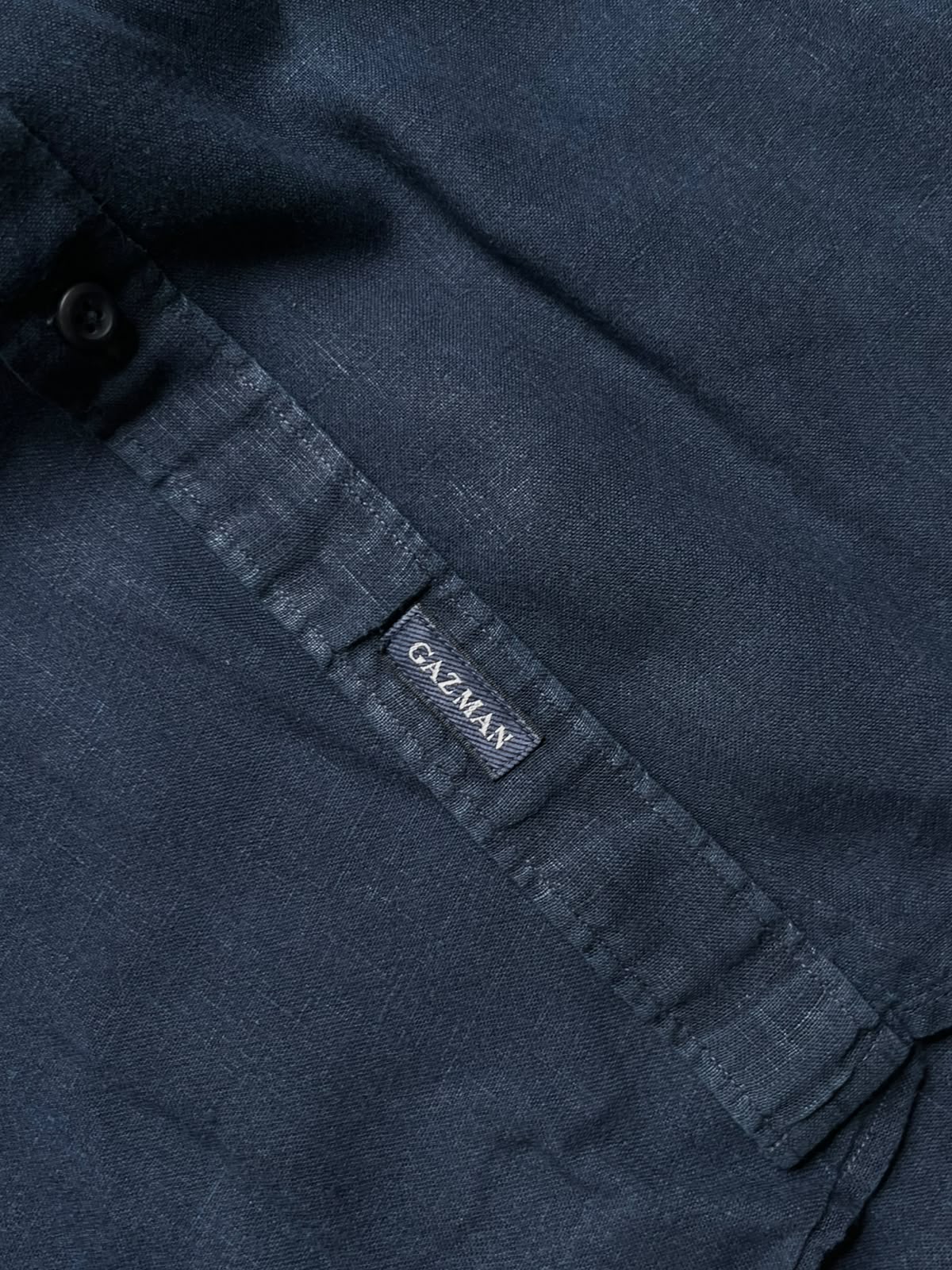 GAZMAN Pure Linen Navy Blue Button Down Shirt - XL