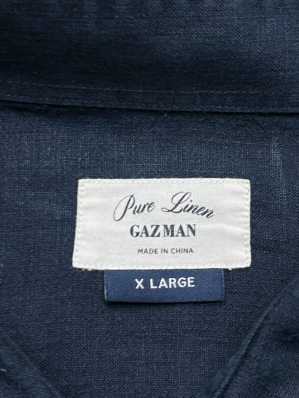 GAZMAN Pure Linen Navy Blue Button Down Shirt - XL