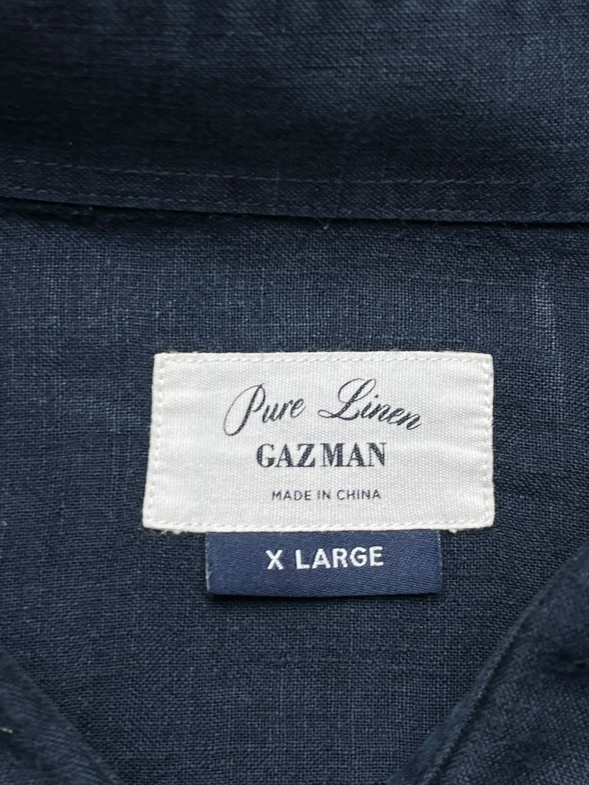 GAZMAN Pure Linen Navy Blue Button Down Shirt - XL