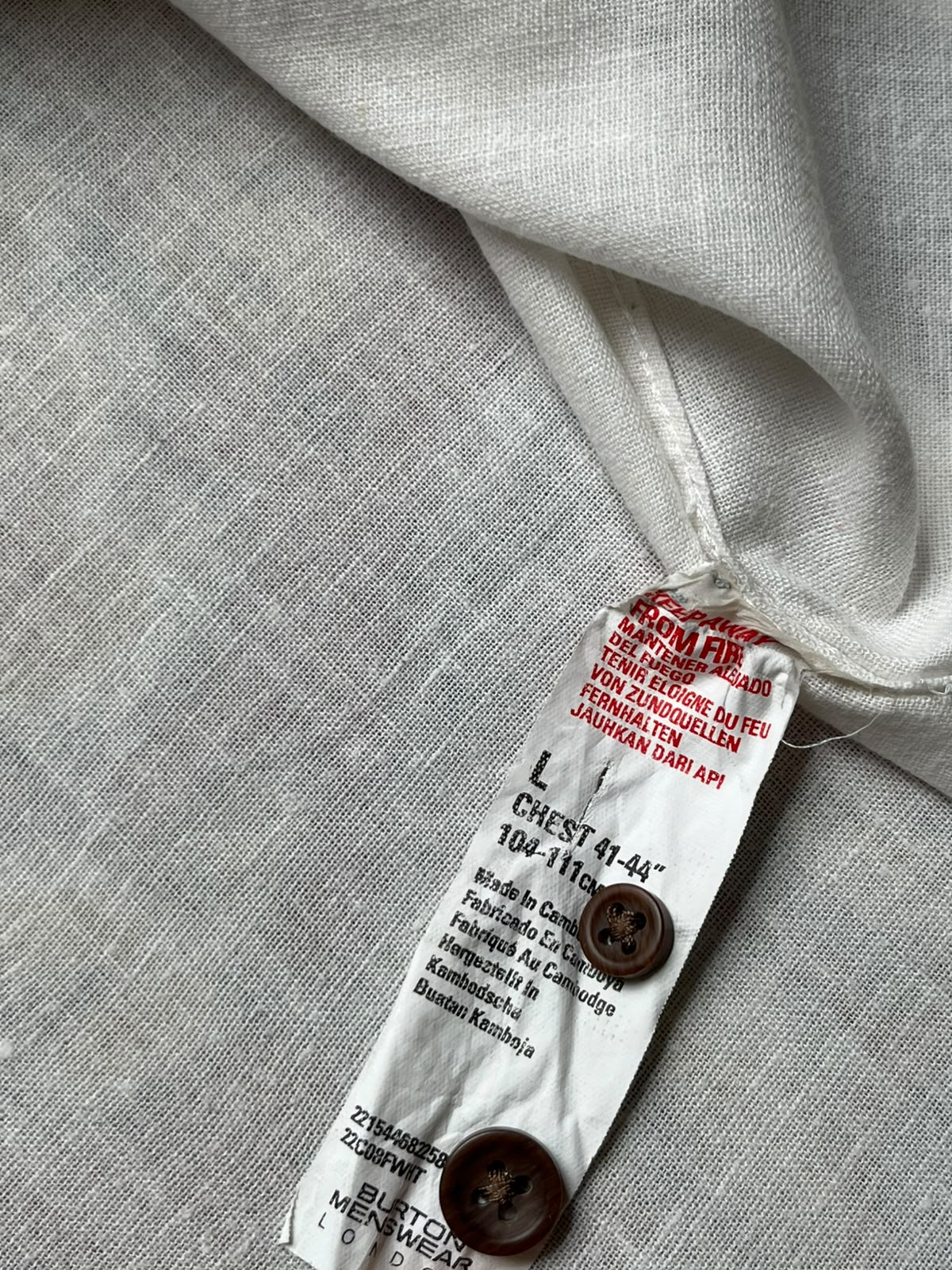 Burton Menswear London White Textured Button Down Shirt - XL