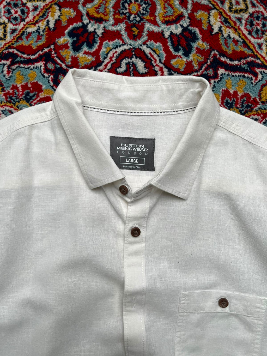 Burton Menswear London White Textured Button Down Shirt - XL