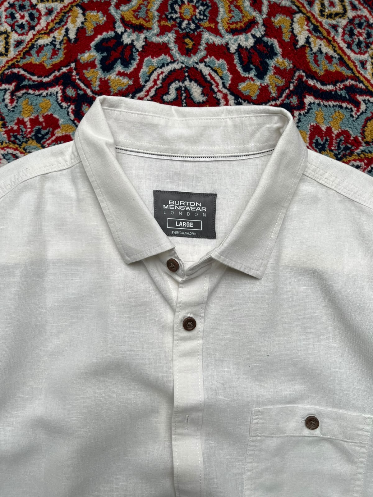Burton Menswear London White Textured Button Down Shirt - XL