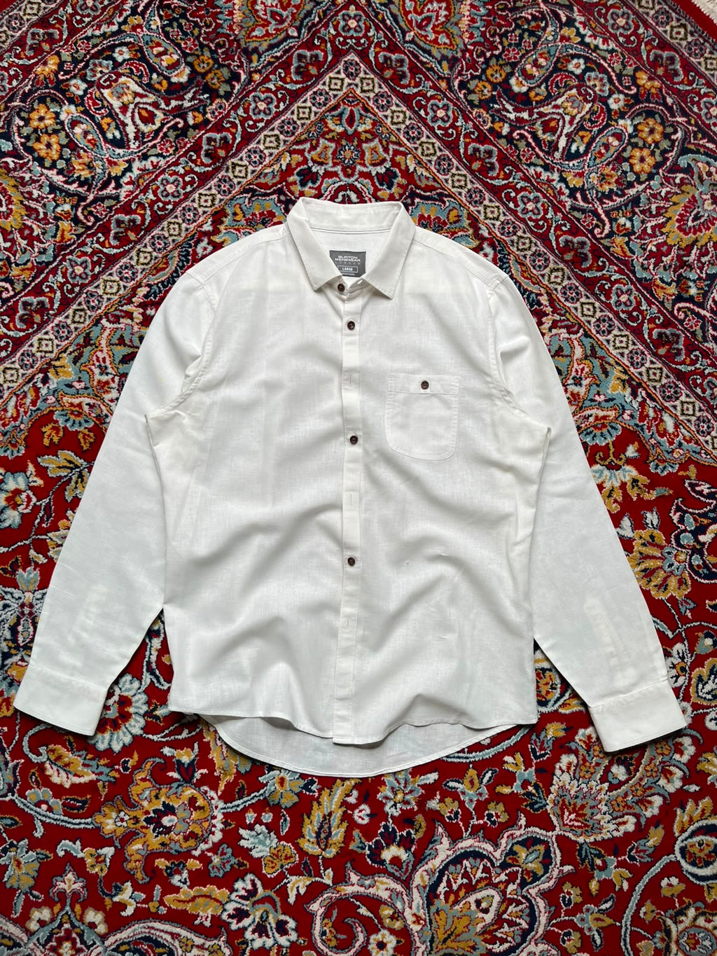 Burton Menswear London White Textured Button Down Shirt - XL
