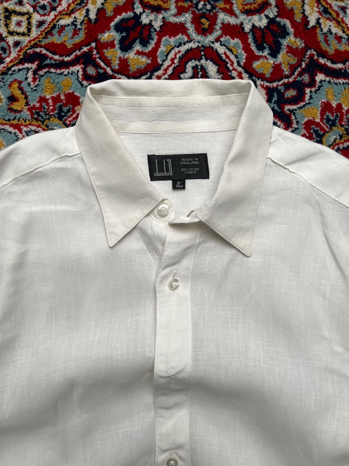 Dunhill Made in England White Pure Linen Button Down Shirt - XL