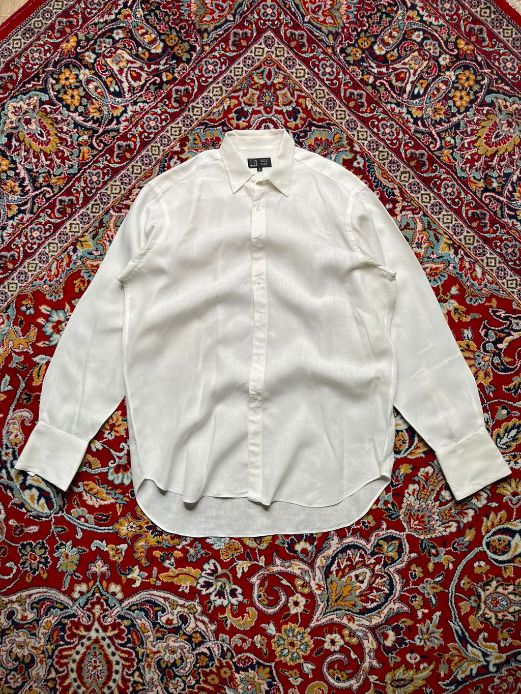 Dunhill Made in England White Pure Linen Button Down Shirt - XL